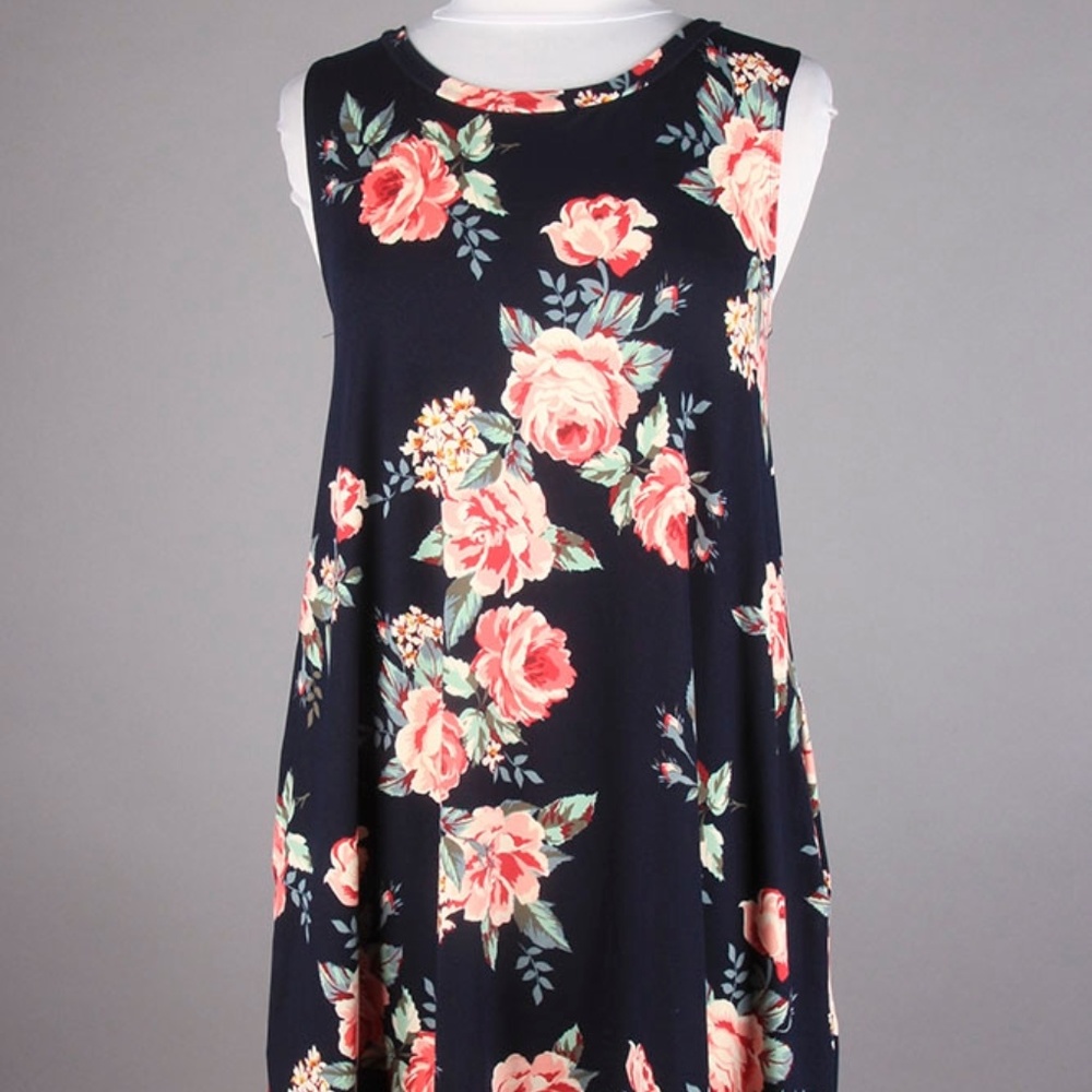 Sweet Pink and Navy Floral Mini Dress